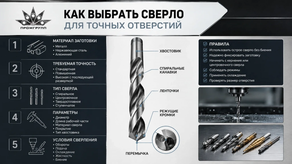 kak-vybrat-sverlo-dlya-tochnyh-otverstiy-infografika.webp Как выбрать сверло для точных отверстий — инфографика с критериями выбора.